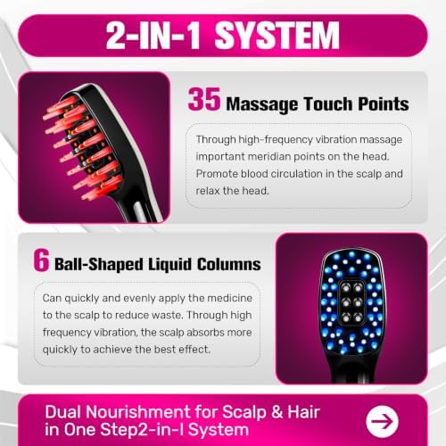 Electric Scalp Massager Hair Brush with Oil Applicator Red Light Therapy - Image 3