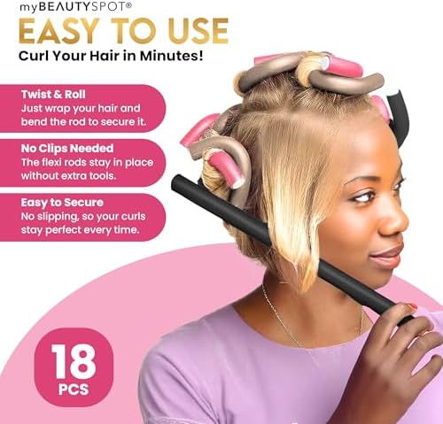 My Beauty Spot Flexi Rods, 18 Pc Foam Hair Rollers for Heatless Curls - Image 5
