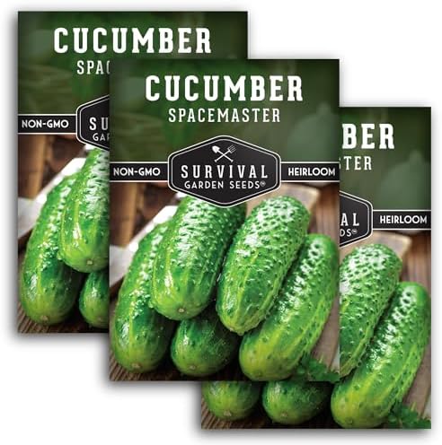 Spacemaster Cucumber Seeds for Planting - Bush Style Cucumbers (3 Packs) by SurvivalGardenSeeds
