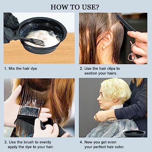 Svjetiq 21Pcs Hair Dye Kit Professional Hair Coloring Products with Hair Dye Brush, 350ml Hair Color Bowl, Hair Clips, Applicator, Earcover for Salon Bleaching & Hair Coloring at Home (Pack of 2) - Image 5