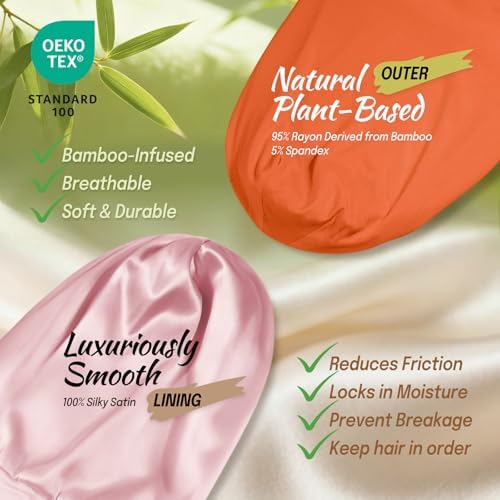 Large Satin Bonnet for Men Sleeping, Dreadlocks Loc Cap for Curly Wave Long - Image 2