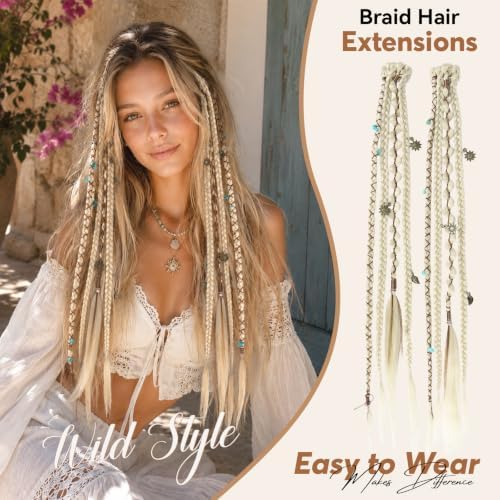 2Pcs 20" Clip in Braids Hair Extensions for Women (Light Blonde) - Image 5