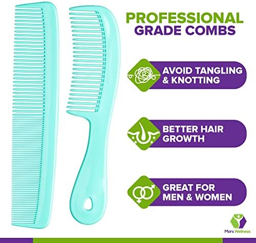 Mars Wellness 4 Piece Professional Green Comb Set for Women, Men -USA MADE - Image 3