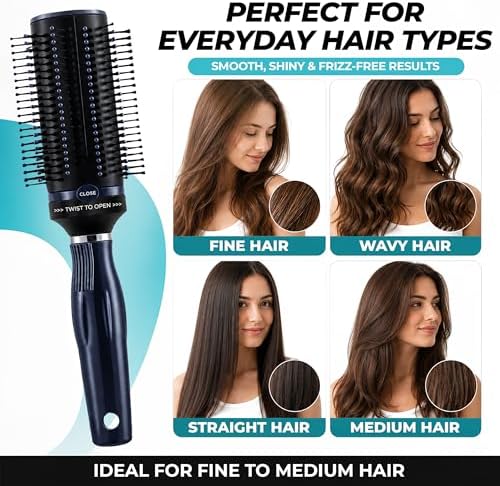 Detangler Self-Cleaning Retractable Hair Brush for Women - Navy - Image 6