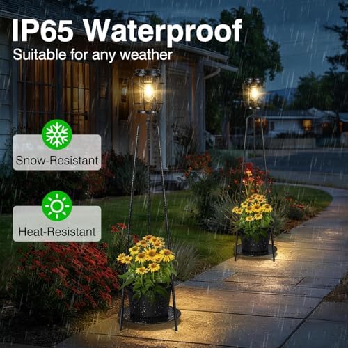 TOWPONICS 40.75'' Outdoor Floor Lamp with Planter Stand,Flower Pots - Image 6