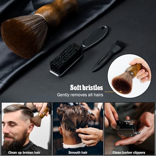 SALONSILK Barber Neck Duster Shaving Brush Set, 5 in 1 Professional Barber Accessories Cleaning Supplies, Hair Cutting Cleaning Hairbrush Styling Tool - Image 3