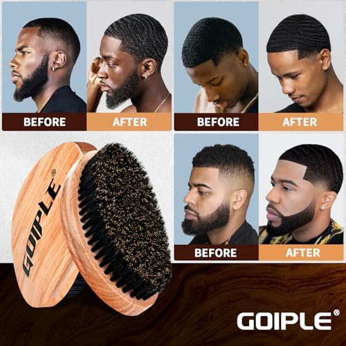 360 Curved Wave Brush For Men & Beard - Soft Hard Palm Wave Hair Brushes Wave Styler Great for Wolfing - Made with Beech Mix Nature Boar Bristle Brush for Barbers & Daily Use Black Hair (Coffee) - Image 7