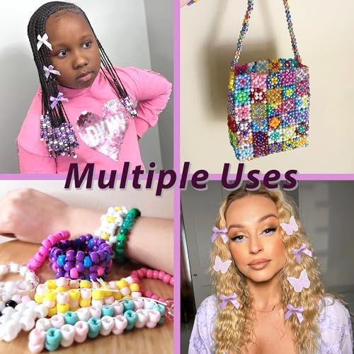 100PCS Gradient Hair Beads for Braids Satin Small Hair Bows Embroidery Butterfly Hair Clips Y2K Hair Accessories for Kids Girls - Image 6