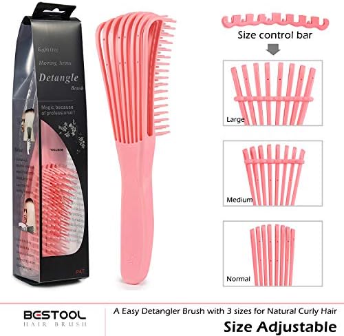 BESTOOL Hair Brush, Detangling Brush for Natural Black and Curly Hair (Pink, Afro 3/4abc), Ideal for Wet or Dry Hair - Image 2