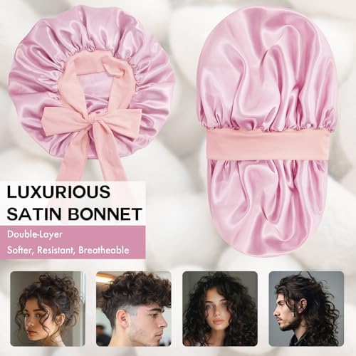 Silk Bonnet for Women,Adjustable Double Layer Sleep Cap - Image 2