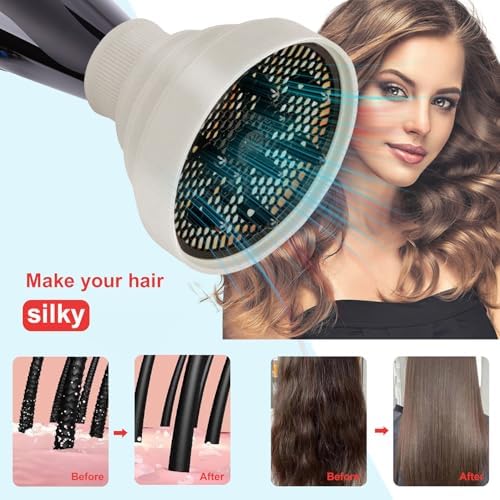 Universal Collapsible Hair Dryer Diffuser Attachment-Foldable Portable Travel and Easy Storage Hair Diffuser Fit Most Hair Dryers with Nozzle Diameter D-1.575Inch to 1.968 Inch (4-5cm)- Stone - Image 6