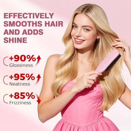 Boar Bristle Slick Back Hair Brush for Smooth Flyaways, Frizz, Sleek Ponytail, Buns and Edge Baby Hair, Teasing | Hair Comb, Edge Brush, Teasing Brush Styling Accessories for Kids, Women & Men (Pink) - Image 6