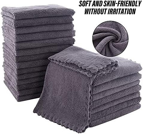 MOONQUEEN Ultra Soft Premium Washcloths Set - 12 x 12 inches - 72 Pack - Quick Drying - Highly Absorbent Coral Velvet Bathroom Wash Clothes (Grey) - Image 4