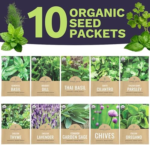 Organic Herb Seeds Variety Pack - 10 Individual Packs - 2026 Season - Basil, Cilantro, Dill, Thyme, Parsley and More! for Indoor & Outdoor Planting (Non-GMO, Certified Organic) - Image 2