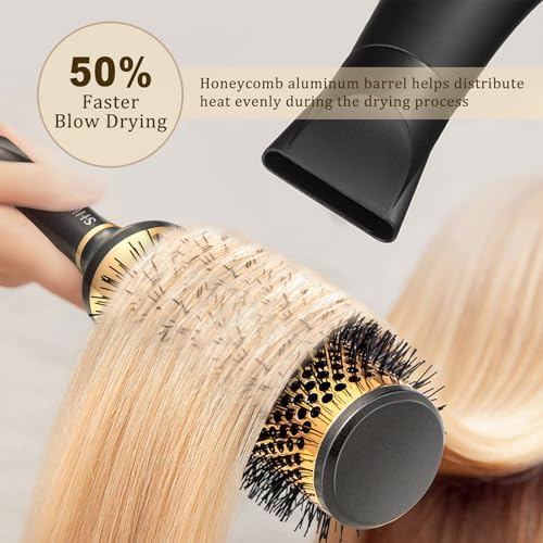 Round Hair Brush for Blow Drying, Aluminium Curly Hair Brush, Hairbrushes for Women Professional Curling, Straightening, Add Volume and Shine (1.7 inch Barrel, 2.5 inch with Bristles) - Image 3