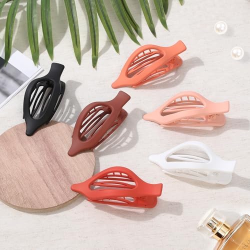 Flat Hair Clips for Women - 6 PCS French Flat Claw Clips Medium Hair Clips for Girls Large Hair Claw Clips for Thick or Thin Hair Strong Hold No Slip Hair Accessories for women (Orange) - Image 2