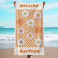 JML Personalized Beach Towel with Name, Custom Flower Beach Towel, Customized Microfiber Pool Towel, Quick Dry & Absorbent Swim Towel for Adult,Anniversary, Birthday, Summer Holiday,Vacation by JML