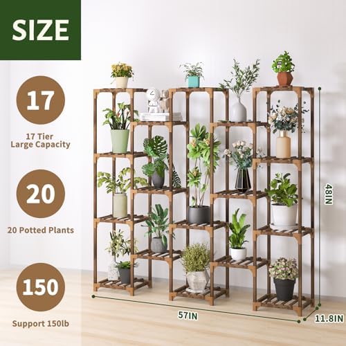 Plant Stand Indoor Outdoor, 17 Tiered Plant Shelf Wood Plant Rack - Image 4