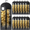 12Pcs Extra Long Wig Storage Bags with Hanger Hair Extension Wig Storage Hanger Bags for Multiple Wigs with Tags Organizer Dust-Proof Home Travel Closet Wigs & Accessories (Black 31.5in) by YUJIASH