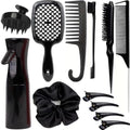 12 Pcs Hair Styling Brush Set with Detangler, Teasing, Rat Tail, Edge Brushes and Baby Hair Brushes - Soft Bristles for Baby Girls and Women (Black) by SUPHOUSE