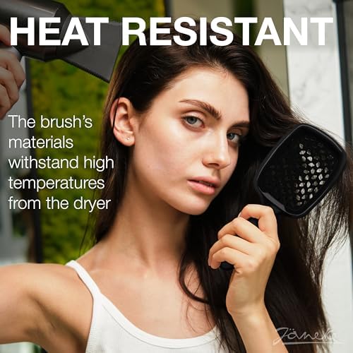 Janeke Superbrush Detangling Brush for Soft Smoothing Hair Brushing with Anti-Static Bristles - Vented Wet Hair Brush for Blow Drying Use - Perfect for Curly, Thick, Wavy, Fine Hair Types (Black) - Image 4