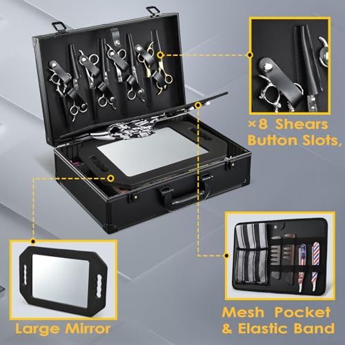Yueieoun Barber Accessory Case with Mirror Barbers Briefcase Tool Case - Image 3