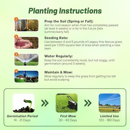 Outsidepride Legacy Fine Fescue Grass Seed Mix - 10 lbs. Perennial, Pure Raw Seed w/ 0.00% Other Crop & Weed Seed - Image 5