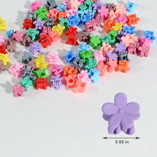 Mini Flower Hair Clip Flower Clips,Colorful Mini Hair Claw,for Women, Girls,Baby, Toddler Bangs Strong Grip Small Tiny Rainbow Hair Clips (100, Matte Colors) - Image 2
