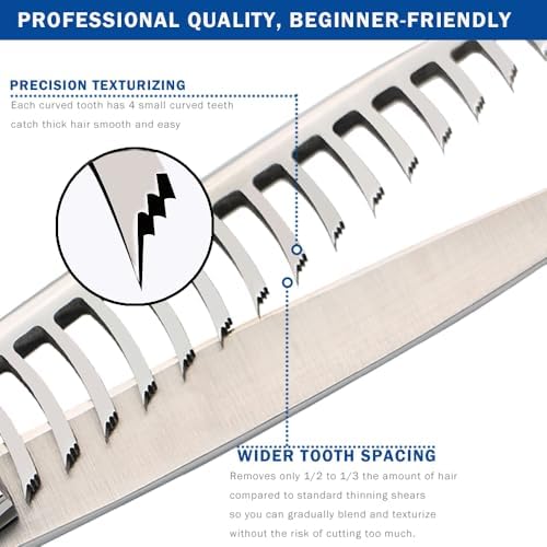 6.5" Professional Texturizing Scissors, Hair Thinning Shears for Precise Texturizing - Removes 50% Less Hair vs Standard, Japanese Stainless Steel Cutting Teeth Shears - Image 3