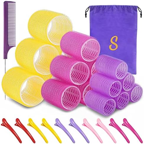 Sungenol Self Grip Hair Rollers Set, 18 Rollers in 3 Sizes with Clips by Sungenol