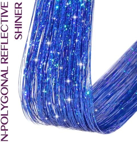 IDN BEAUTY Hair Tinsel Clip In Treasure Blue Sparkle Hair Extensions 24 Inch 6pcs - Image 5
