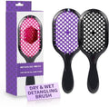Detangling Brush,2 Pack Detangler Brush, Gentle & Effective Detangling on Wet or Dry Fragile Hair Types,Ultra-light, Detangling Brsuh ventilated and antistatic hairbrush (Black+purple) by Mejglrc