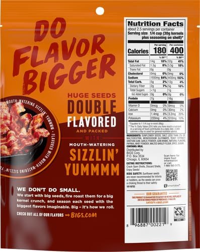 BIGS Sunflower Seeds, Sizzlin' Bacon Flavor, 5.35 oz. (Pack of 3) - Image 2