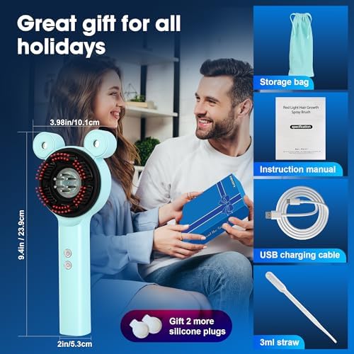 4‑in‑1 Electric Scalp Massager, Red Light Hair Oil Applicator Brush, Blue - Image 7
