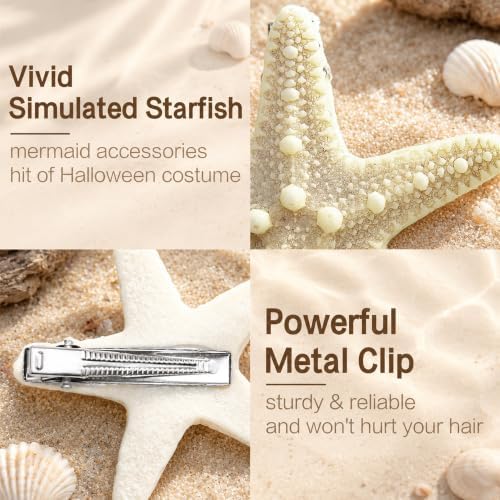 Gofriipai 2 Pcs Starfish Hair Clip with Face Glitter Body Glitter, Mermaid Hair Clips Accessories for Women and Girls, 2 in 1 Accessory Sets for Mermaid Halloween Beach Costume - Image 3