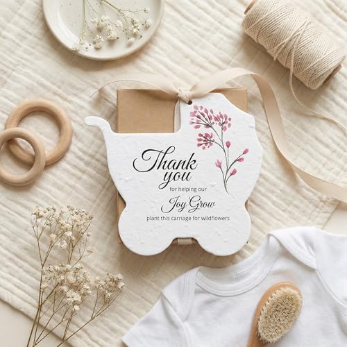 24 Pink Carriage-Shaped Gift Wrap Tags with Wildflower Seeds - Image 5