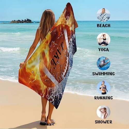 Personalized Beach Towel With Name, Custom Beach Towel with Text, Customized American Football Microfiber Pool Towel, Quick Dry & Absorbent Swim Towel for Adult,Anniversary, Birthday, Summer Holiday - Image 6