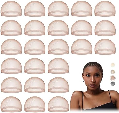 HD Wig Cap for Women, Breathable Bald Cap for Wig, Dark Brown 24 PCS by MYKURS