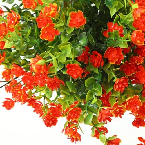 WILLBOND 12 Bundles UV Resistant Faux Flowers, Orange - Image 4