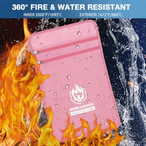 Andyer 2 Pockets Fireproof Document Bag (15"x11"), Protect Values from Fire - Image 3