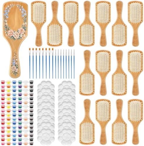 Meanplan 16 Set DIY Wooden Hairbrush to Painting Kit Bulk, Square by Meanplan