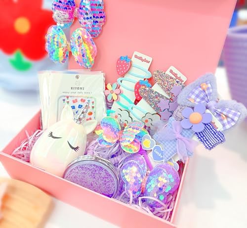 Hair Accessories for Girls Gift Set - Girl Hair Accessories Kit for Kids Ages 4-8, Purple Hair Clips, Barrettes, Ponytail Ties, Bows, Mirror & Unicorn Comb, Toddler Hair Set - Image 2