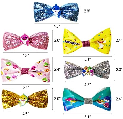 Baby Shark Kids Hair Bows - Hair Accessories Gift Set - 7 Pcs 4 Inch Bundle - Hair Bows for Girls - Different character on each clip - Alligator Clip - Ages 3 + - Image 5