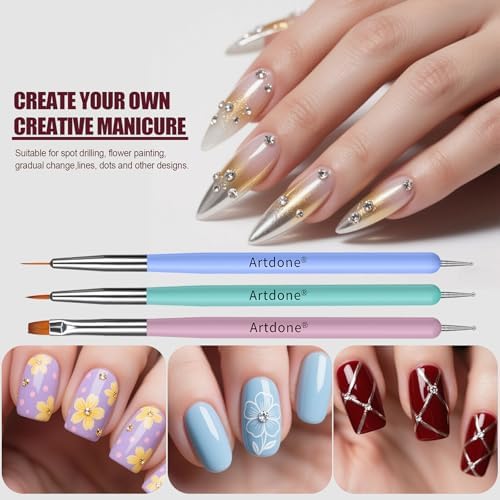 Artdone Nail Art Brushes 6PCS Double-ended Nail Art Brushes Kit Nail Art Gel Polish Liner Brushes Design Pen For Nail Drawing And Nail Paint Brushes Small Detail Brushes - Image 7