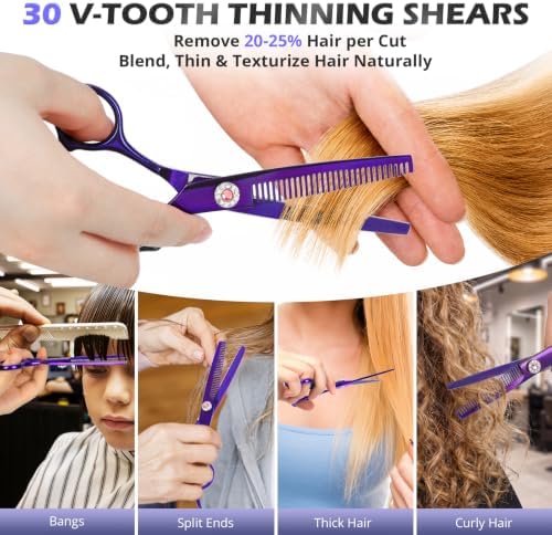21Pcs 440C Hair Cutting Scissors Kit, Hair Scissors & Thinning Scissors Set - Image 4