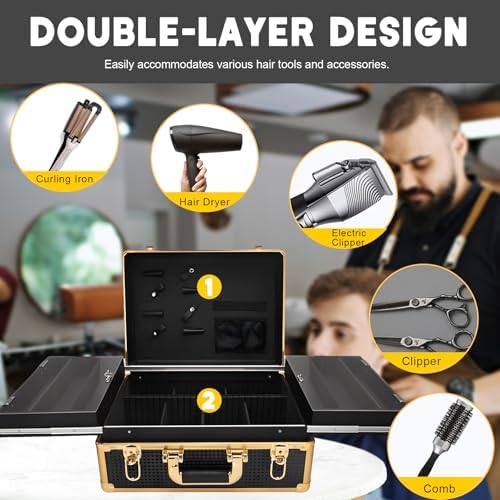 Professional 3-Layer Barber Case (16.4"X11.82"), Large Storage - Image 6