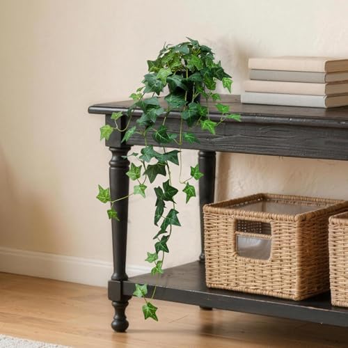Fake English Ivy Artificial Plants - 33" Set of 2 Realistic Artificial Silk Ivy Vines with Pots, Faux Plants Indoor Home Decor, Low Maintenance Hanging Plant Decoration - Image 4