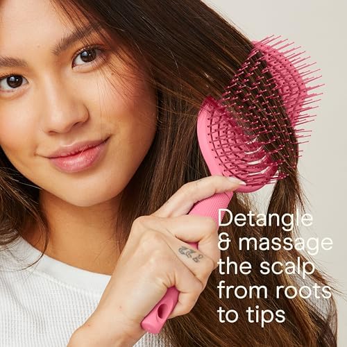 Conair Scalp Care Detangling hairbrush - Curly Hair Brush - Scalp Massager - hairbrushes for women & men - detangler for all lengths and types - can use wet or dry - Pink Pulse - Image 5