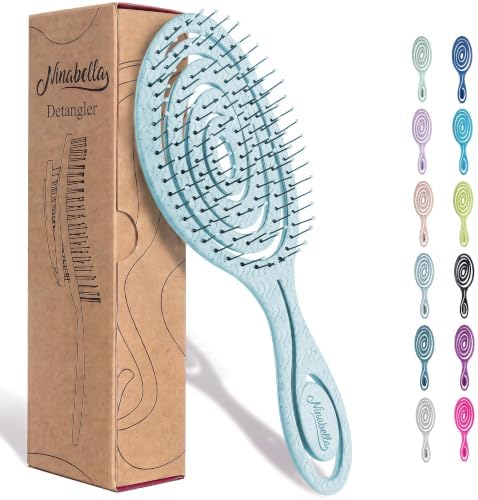Ninabella Detangler Brush - No Tangle Hair Brush for Women, Fine, Thick and Long Hair - Hairbrush for Wet and Dry Hair, Gentle on the Scalp - Light Blue by Ninabella