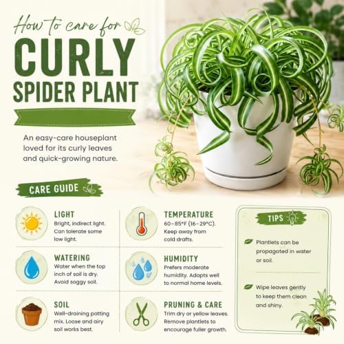 Curly Spider Plant, Desk Shelf Plant, 4-6 Inch Tall, 4 Inch Pot - Image 2